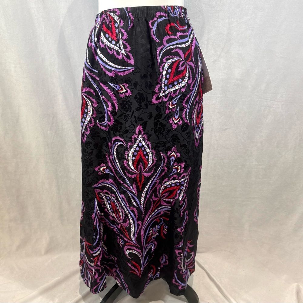 Bob Mackie vintage Y2K 100% silk abstract print maxi skirt size small NWT